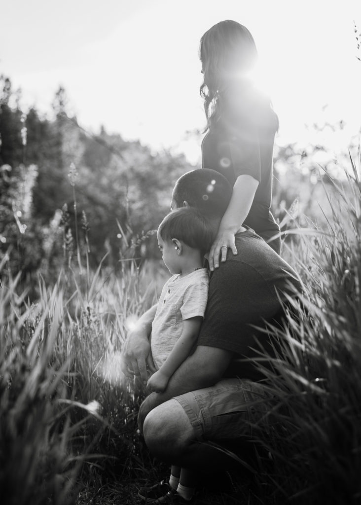 Black and white family session photography