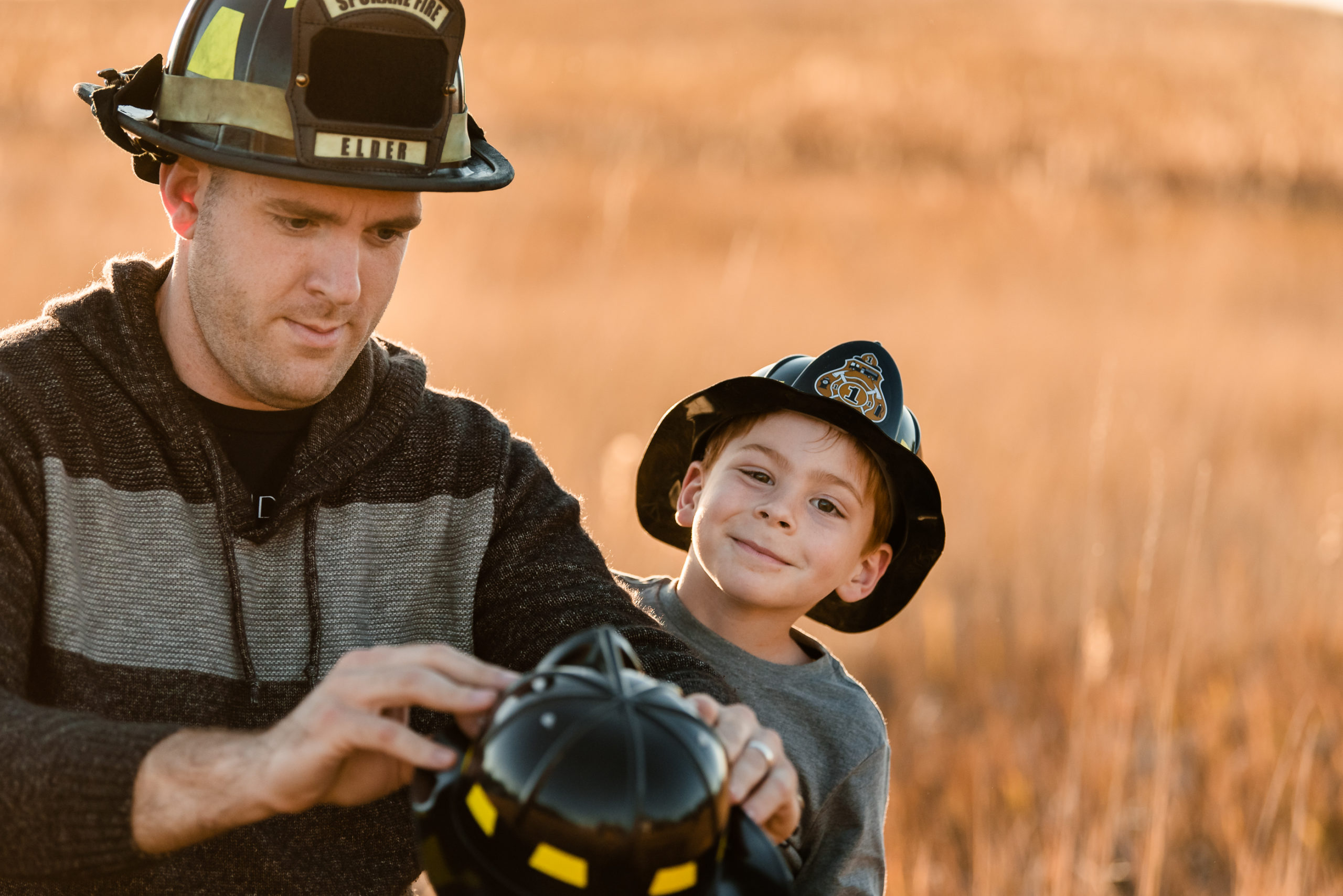 Firefighter with kids photo