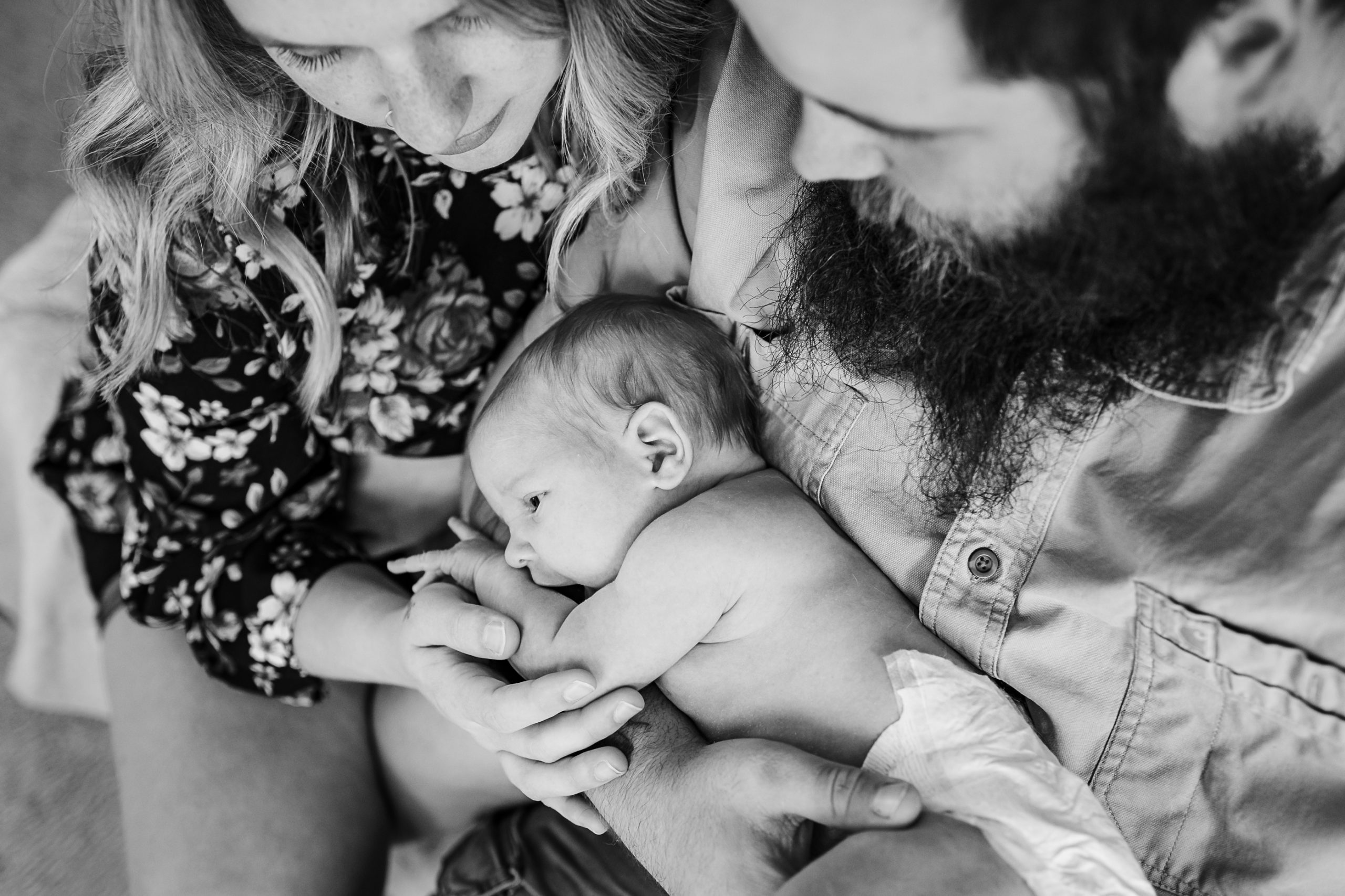 black and white newborn photography family
