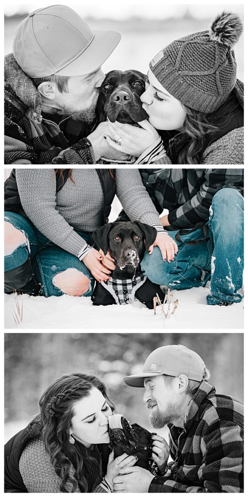 Engagement Photos with black lab
