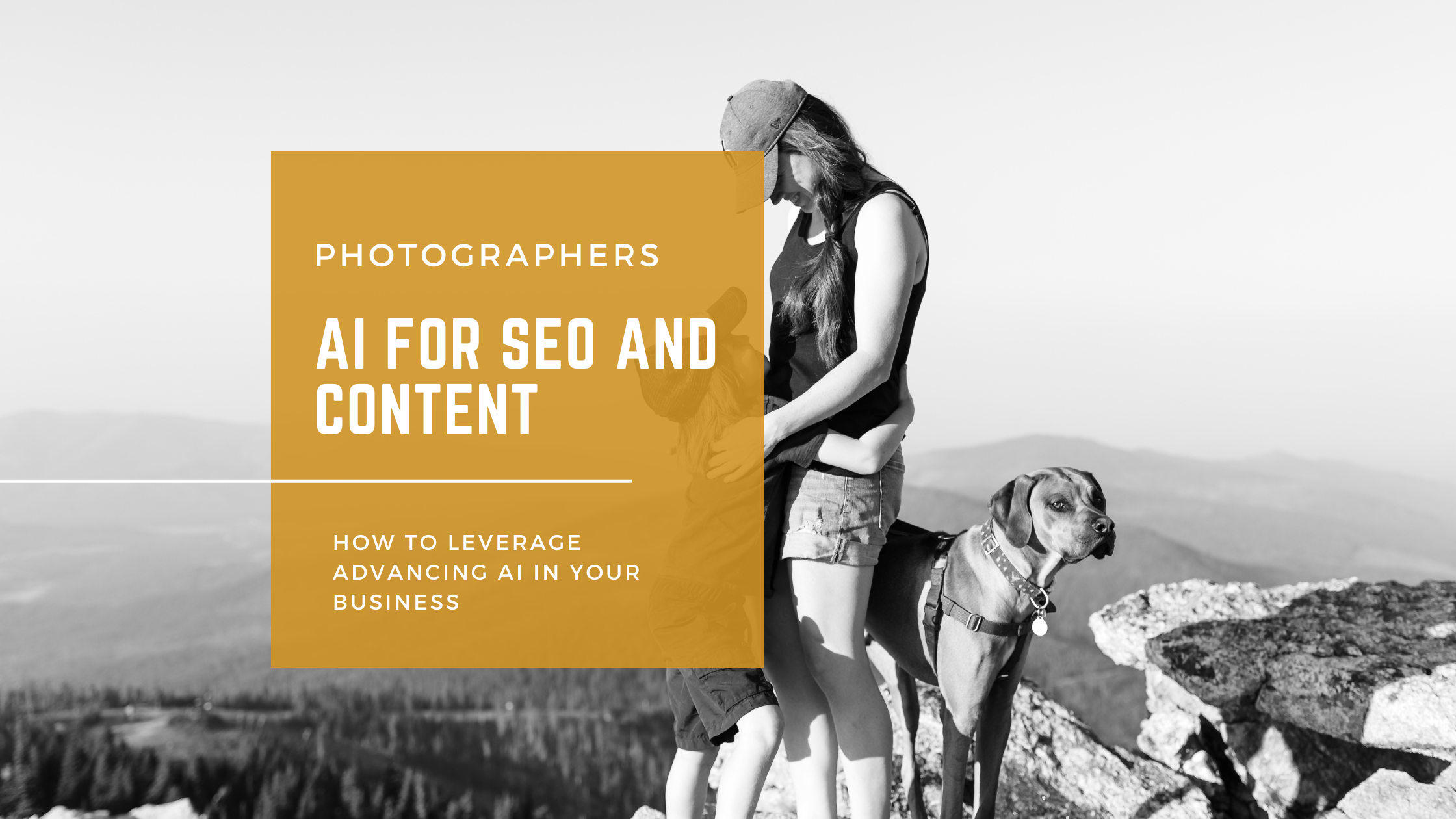 AI for SEO and photographers black and white banner