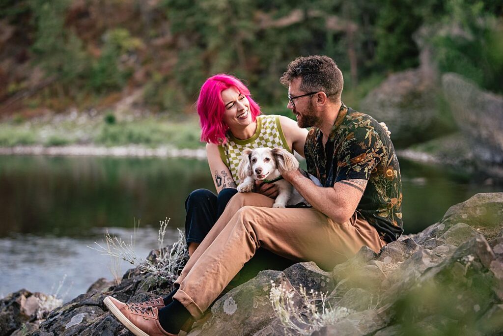 Family photo without kids - dog on lap location ideas