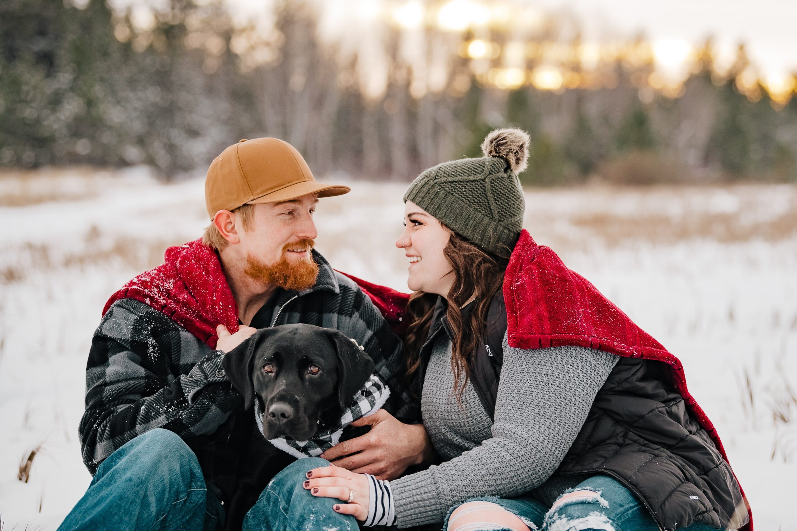 winter family photograph spokane wa with dog