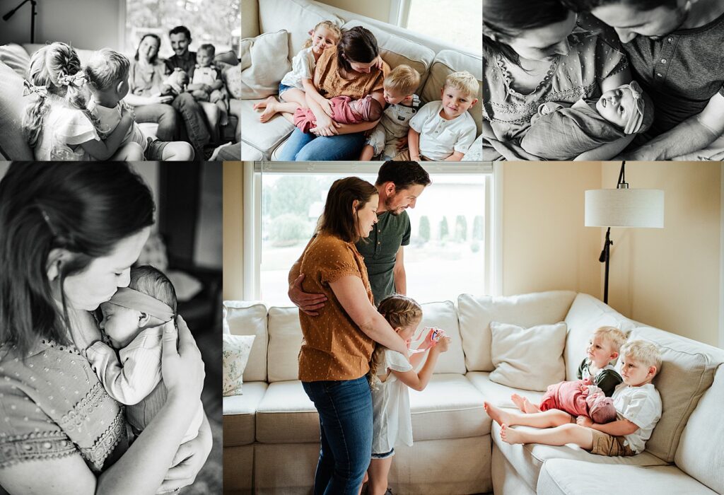 Professional baby photos at home with the whole family